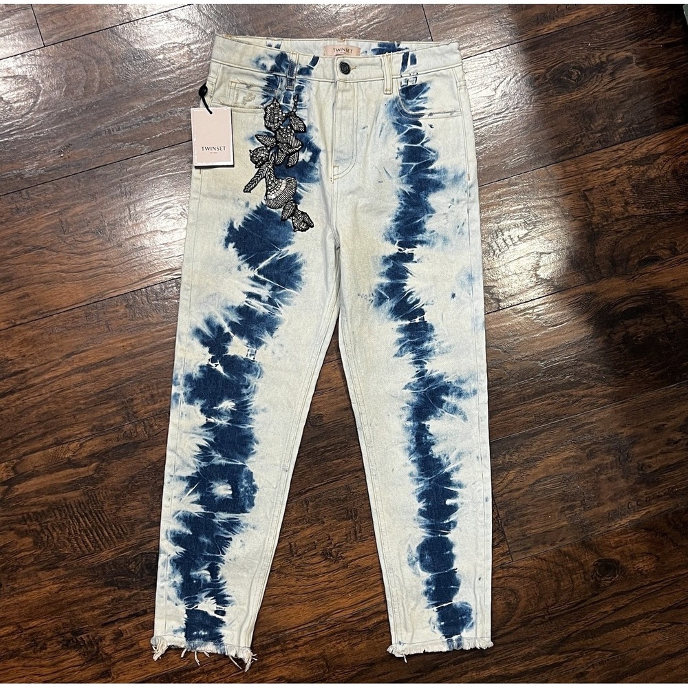 NWT Twinset Embroidered Milano Jeans, Made In Italy, Women's Size 27, Designer